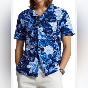 Polo Ralph Lauren Custom Slim Fit Floral Print Terry Camp Shirt size M